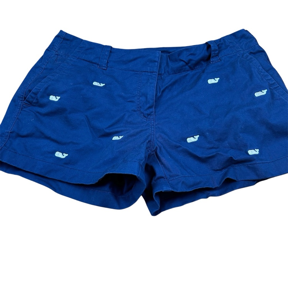 Vineyard Vines Embroidered Whale Shorts Navy Blue with Pink Whale - Size 6
